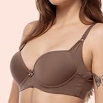 SUTIÃ REFORÇADO COM ALTA SUSTENTAÇÃO COM BOJO E ARO EM MICROFIBRA - CASTANHO