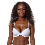 SUTIÃ MEIA TAÇA COM BOJO E ARO E COM BASE EMBUTIDA EM MICROFIBRA - BRANCO