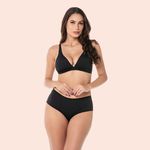 CALCINHA HOT PANT CÓS ALTO COM LATERAL DUPLA - PRETO
