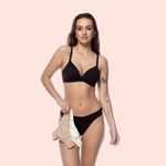 KIT TANGA ALGODÃO - COM 03 PEÇAS - MARFIM/CHOCOLATE/PRETO