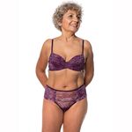 CALCINHA TRANSPARENTE CÓS ALTO FIO DENTAL DUPLO VINHO - ESTAMPADO