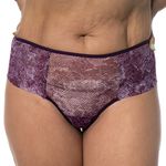 CALCINHA TRANSPARENTE CÓS ALTO FIO DENTAL DUPLO VINHO - ESTAMPADO