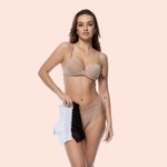 KIT CALCINHA MICROFIBRA FIO DUPLO CÓS EM RENDA - COM 03 PEÇAS - PRETO/BRAN/CHOC