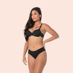 SUTIÃ MEIA TAÇA COM BOJO E ARO EM MICROFIBRA - PRETO