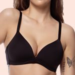 SUTIÃ SEM ARO COM BOJO MACIO TRIÂNGULO EM MICROFIBRA - PRETO