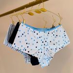 KIT CALCINHA CÓS ALTO FIO DUPLO HOT PANT ALGODÃO - COM 03 PEÇAS - LISTRA/CORACOES/MARINHO