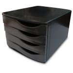Gaveteiro Organizador de Escritório 4 Gavetas Home Office - Preto / Fumê