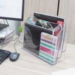Suporte Organizador Triplo Home Office para Mesa e Escritório Cristal