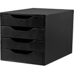 Gaveteiro De Mesa Easy Box 4 Gavetas Madeira - Preto Black Piano