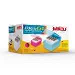 Fichário de Mesa 5x8 com Tampa para Fichas Pautadas - Branco
