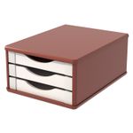 Gaveteiro de Mesa 3 Gavetas Madeira Mdf - Tabaco/Branco