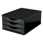 Gaveteiro de Mesa 3 Gavetas Madeira Mdf - Preto Black Piano