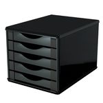 Gaveteiro de Mesa 5 Gavetas Madeira MDF - Preto Black Piano