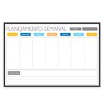 Quadro Planner 60x40 cm Semanal Light Moldura Madeira Preto