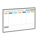 Quadro Planner 60x40 cm Semanal Light Moldura Madeira Preto