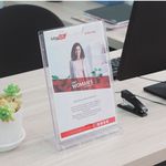 Display Expositor Porta Folheto Office 32x24cm A4 com Base Vertical Horizontal Cristal