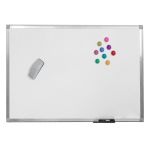 Kit Quadro Branco Magnético Office 120x90cm Aço Alumínio Com Suporte Universal