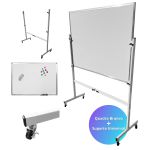 Kit Quadro Branco Magnético Office 120x90cm Aço Alumínio Com Suporte Universal
