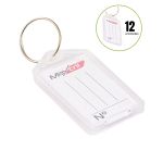 Kit 12 Chaveiro de Plástico Branco com Abertura e Etiqueta Pautada para Identificação