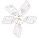 Kit 5 Chaveiro de Plástico Branco com Abertura e Etiqueta Pautada para Identificação