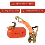 Kit Catraca + Cinta Amarração 3T x 9 Metros x 50mm Rabicho J