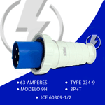 Plug 3P+T 63A 9H Azul OMG-4579