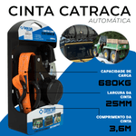 Cinta com Catraca Automática p/ Amarração de Cargas 680kg x 25mm x 3,6m