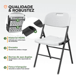 Cadeira Dobrável de Metal com Assento e Encosto de Plástico Reforçado
