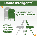 Cadeira Dobrável de Metal com Assento e Encosto de Plástico Reforçado