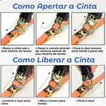 Cinta com Catraca para Amarração de Cargas 680kg x 25mm x 4,5m