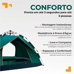 Barraca Camping Automática 2-3 Pessoas Verde Escuro