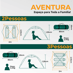 Barraca Camping Automática 2-3 Pessoas Verde Escuro