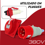 Tomada Embutir 3P+T 16A 6H Vermelho OMG-4046