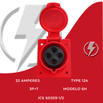 Tomada Eembutir 3P+T 32A 6H Vermelho OMG-4246