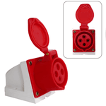 Tomada Sobrepor 3P+T 16A 6H Vermelho OMG-4006