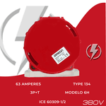 Tomada Sobrepor 3P+T 63A 6H Vermelho OMG-4506