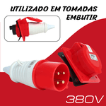 PLUG 3P+T 32A 6H VERMELHO OMG-4276