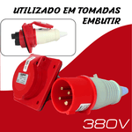 PLUG 3P+T 16A 6H Vermelho - OMG 4076 