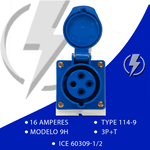 Tomadas Sobrepor 3P+T 16A 9H Azul OMG-4009