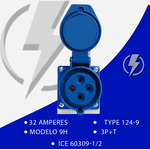 Tomada Sobrepor 3P+T 32A 9H Azul OMG-4209