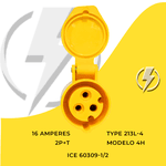 Acoplamento 2P+T 16A 4H Amarelo OMG-3054
