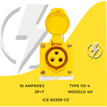 Tomada Sobrepor 2P+T 16A 4H Amarelo OMG-3004