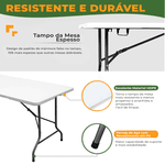 Mesa Dobrável Maleta - 180x70cm