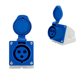 Tomada Sobrepor 2P+T 16A 6H Azul OMG-3006