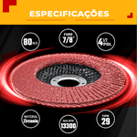 Disco Flap Curvo Vermelho 4.1/2" X 7/8" Lixa Oxido Alumínio Ômega