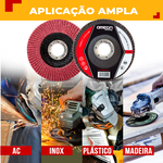 Disco Flap Curvo Vermelho 7" X 7/8" - Costado Fibra - Lixa Oxido Alumínio Ômega