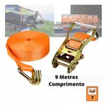 Kit Catraca + Cinta Amarração Carga 1,5T x 9 Metros x 50mm Rabicho J
