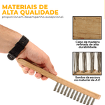 Kit 5 peças Escova Manual 3 Fileiras com Cerdas De Aço | Ômega Mix
