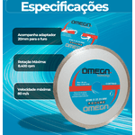 Kit 5 Disco Diamantado Contínuo 180x22,23mm | Ômega