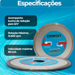 Kit 5 Disco Diamantado Contínuo 115 X 22,23 Ômega